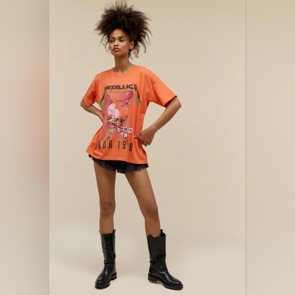 NWT DAYDREAMER METALLICA DAMAGE INC 1986 MERCH TEE, VARIOUS SIZES, CORAL SUNSET - Picture 3 of 6